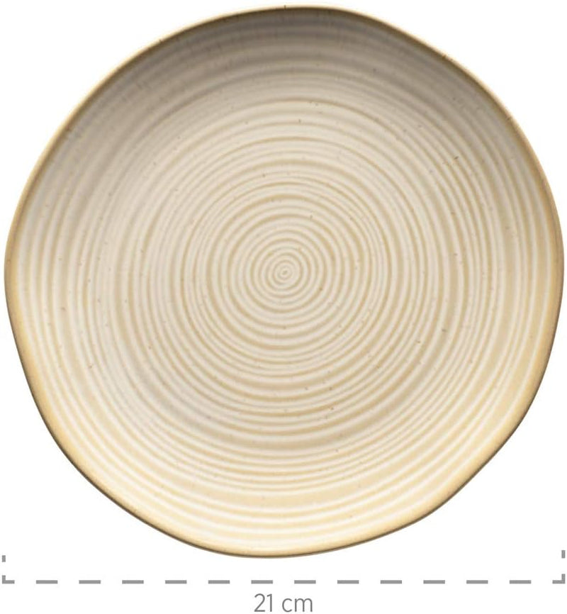 MÄSER 931818 Nottingham Vintage Series Vajilla para 4 personas, servicio de desayuno de 12 piezas con formas redondas irregulares en aspecto retro, azulejo, beige