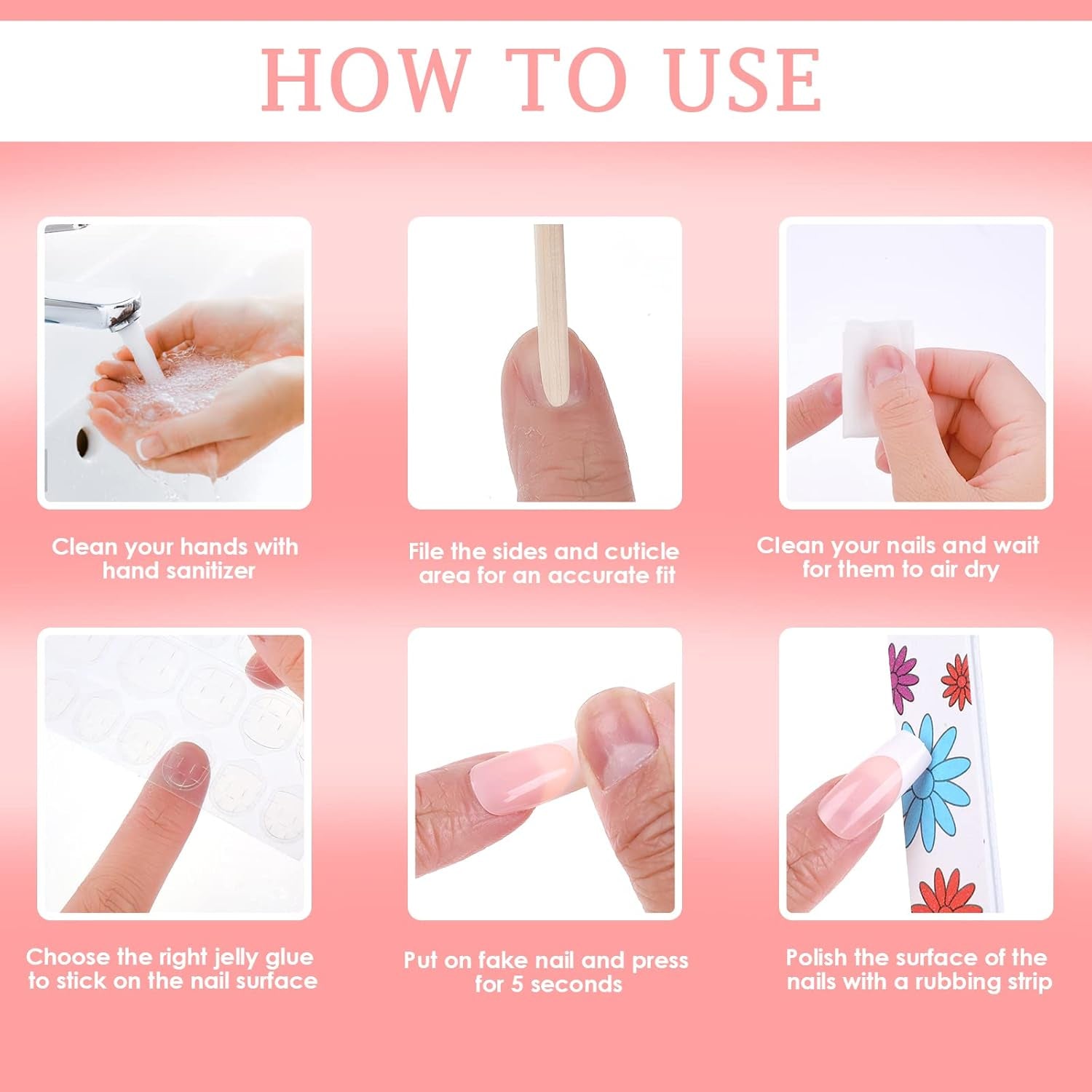 360 puntas adhesivas para uñas artificiales con caja de almacenamiento y lima de uñas (rectangular)