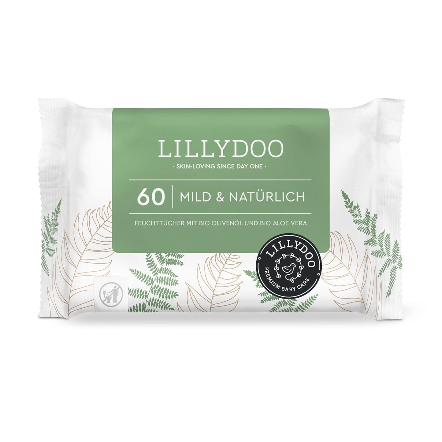 LILLYDOO Toallitas húmedas verdes, 600 unidades (10 x 60), toallitas 100 % libres de plástico, resistentes a desgarros, sin fragancia, suave y natural, limpieza suave para pieles sensibles, dermatológicamente probadas