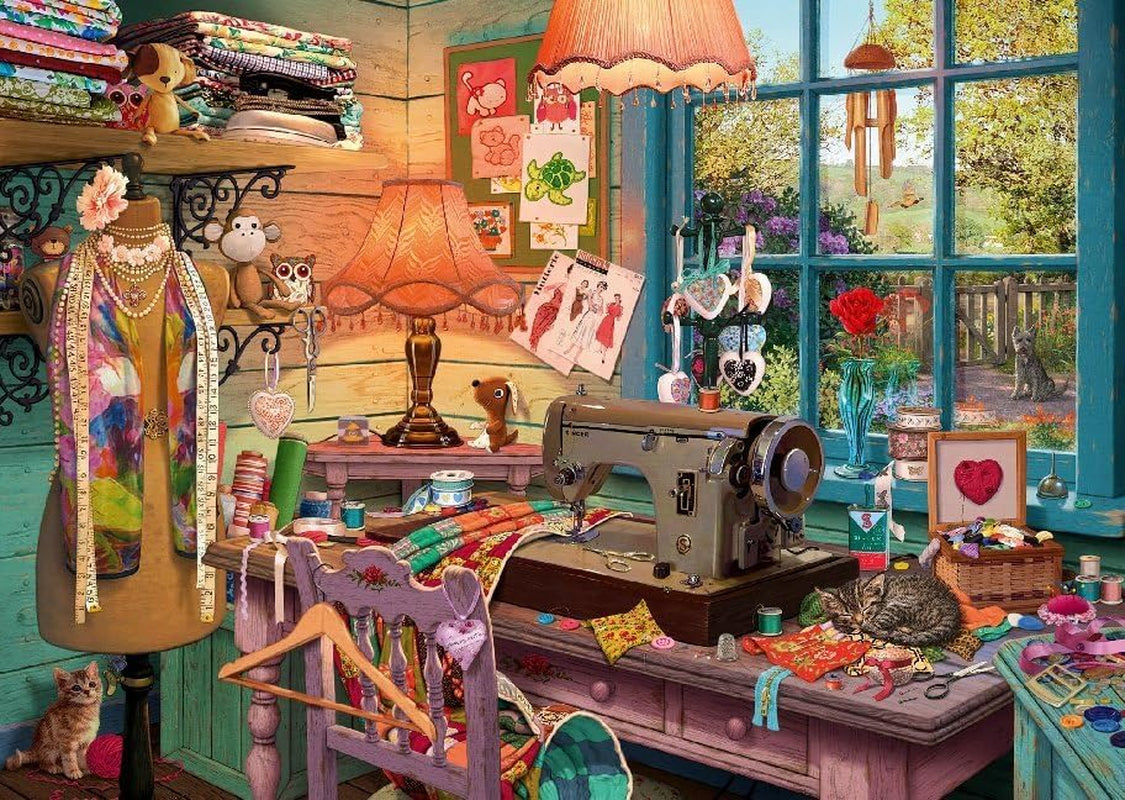 Schmidt Spiele 59654 Puzzle secreto, En el cuarto de costura, puzzle 1000 piezas Puzzle Naty Shop