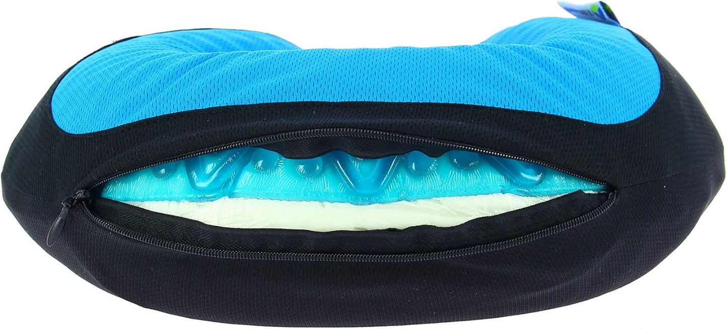 Kine Travel 169803 Almohada cervical de gel Physio Approved Almohada de viaje ergonómica Negro y azul Almohadas de viaje Naty Shop