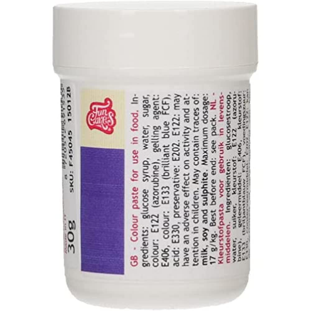Colorante alimentario concentrado Funcakes Paste Color Royal Blue; para masa, nata, fondant, mazapán, masa, pasta para modelar y pasta de flores. Halal y Kosher. 30 gramos