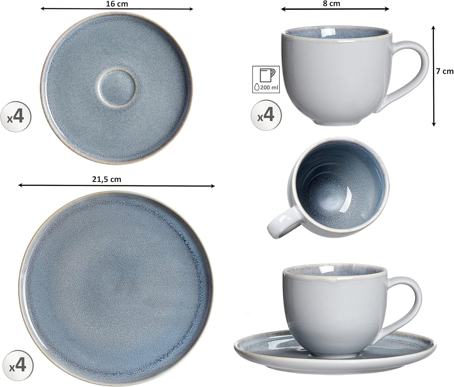Ritzenhoff & Breker Skagen Stone servicio de café, 12 piezas, gris azulado