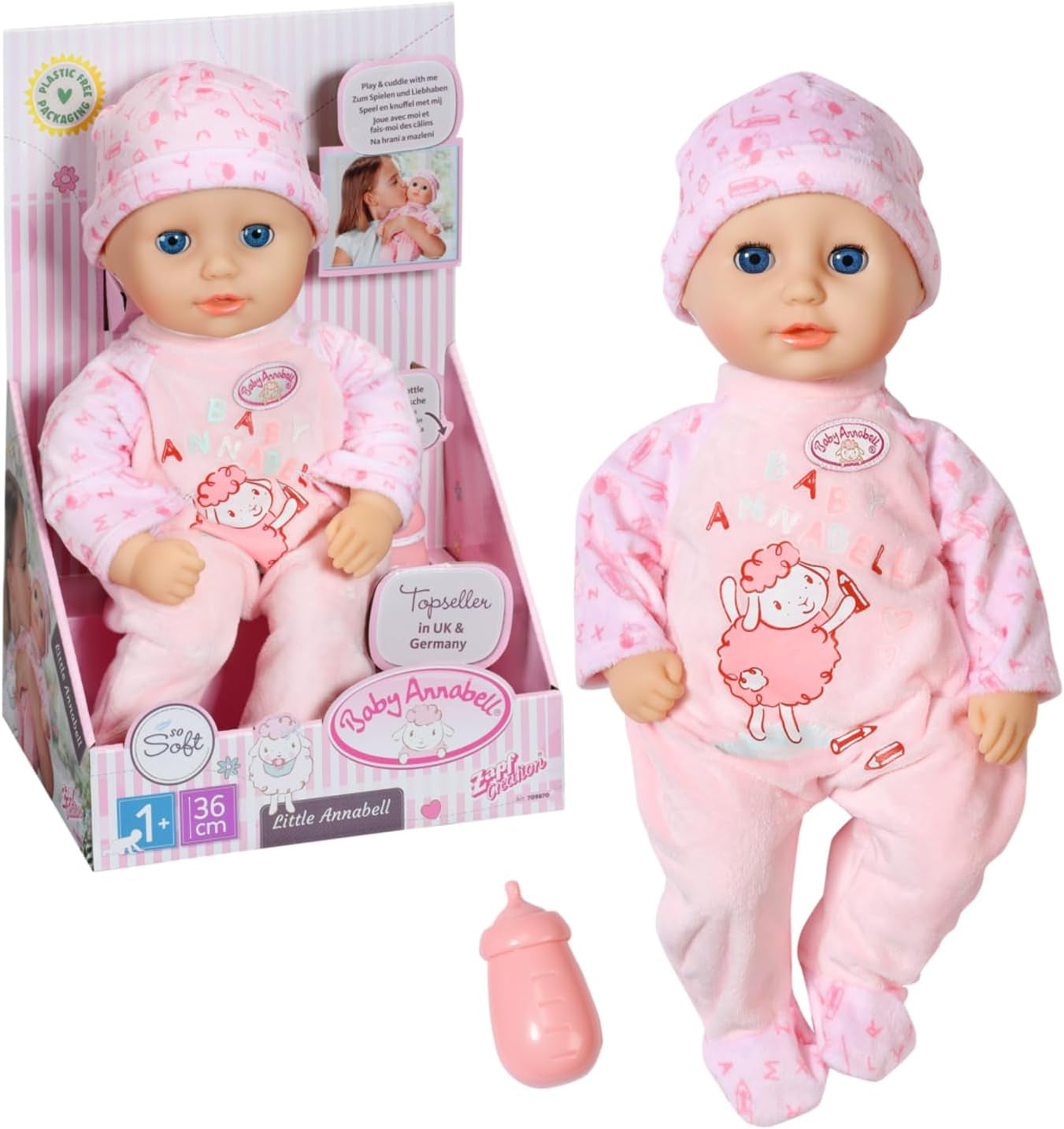 Annabell Muñeca blanda Little Annabell de 36cm, con cuerpo de tela y ojos somnolientos, 36cm, 709870 Zapf Creation