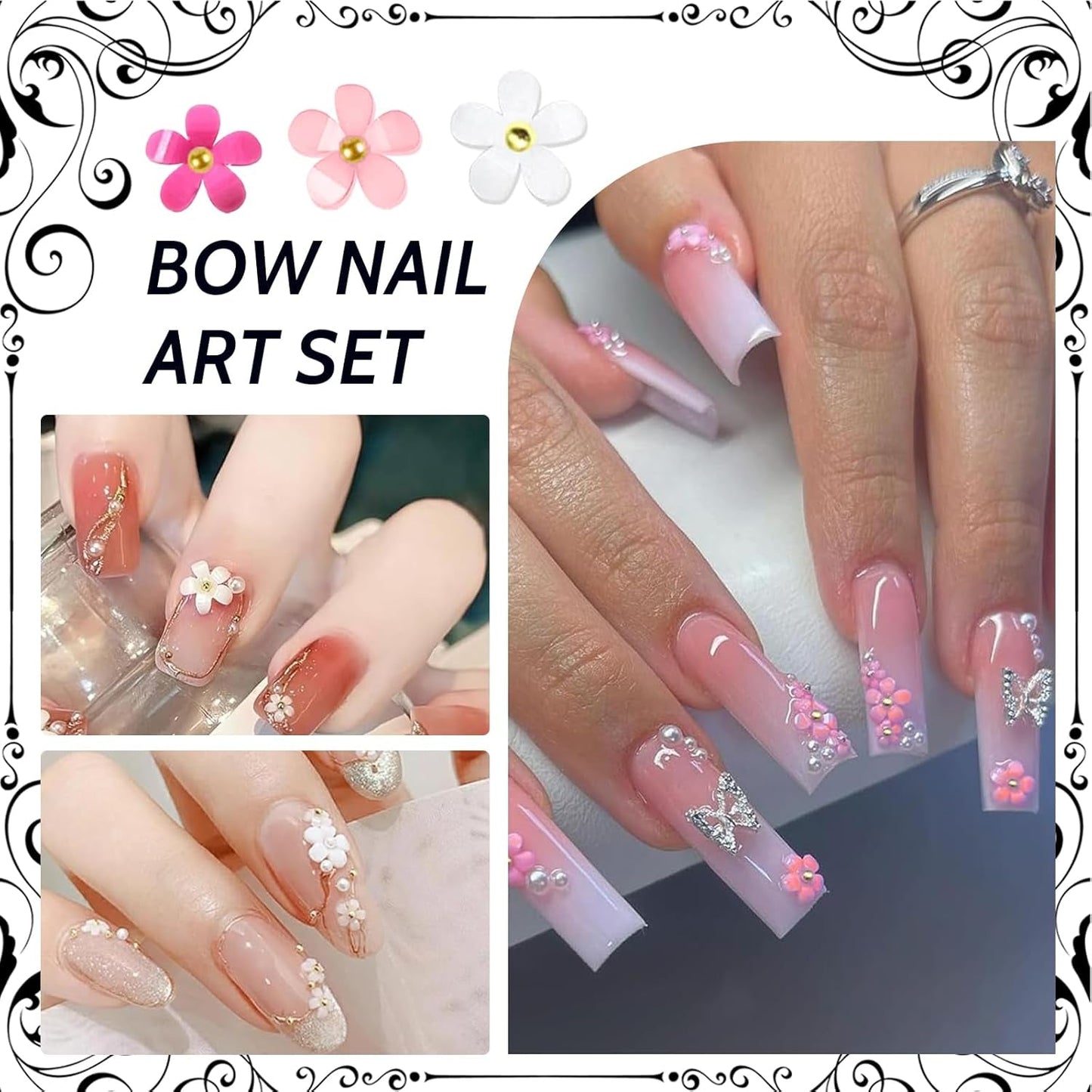 1 Karton Nail Art Charms, 3D Flowers Nagelkunst Charms, Acryl Blumen Nagel Strass Mit Ornamenten, Nagel Edelsteine, Nagel Zubehör Für Mädchen, Nagelkunst Dekoration, DIY Handwerk Nail Design