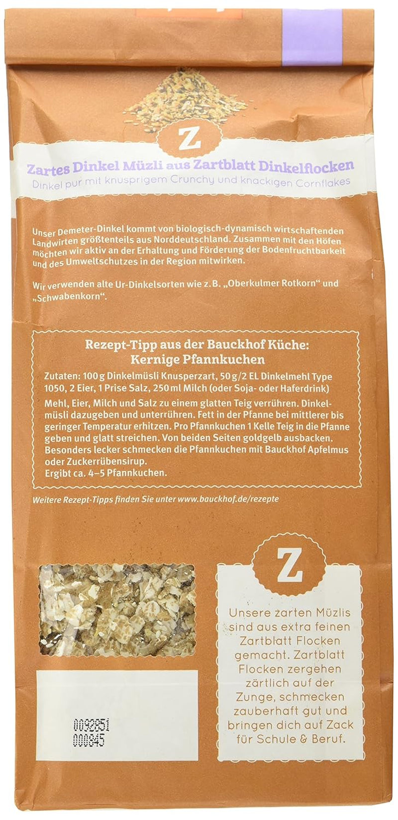 Muesli de espelta crujiente Hof (1 x 425 g) Paquete de 1