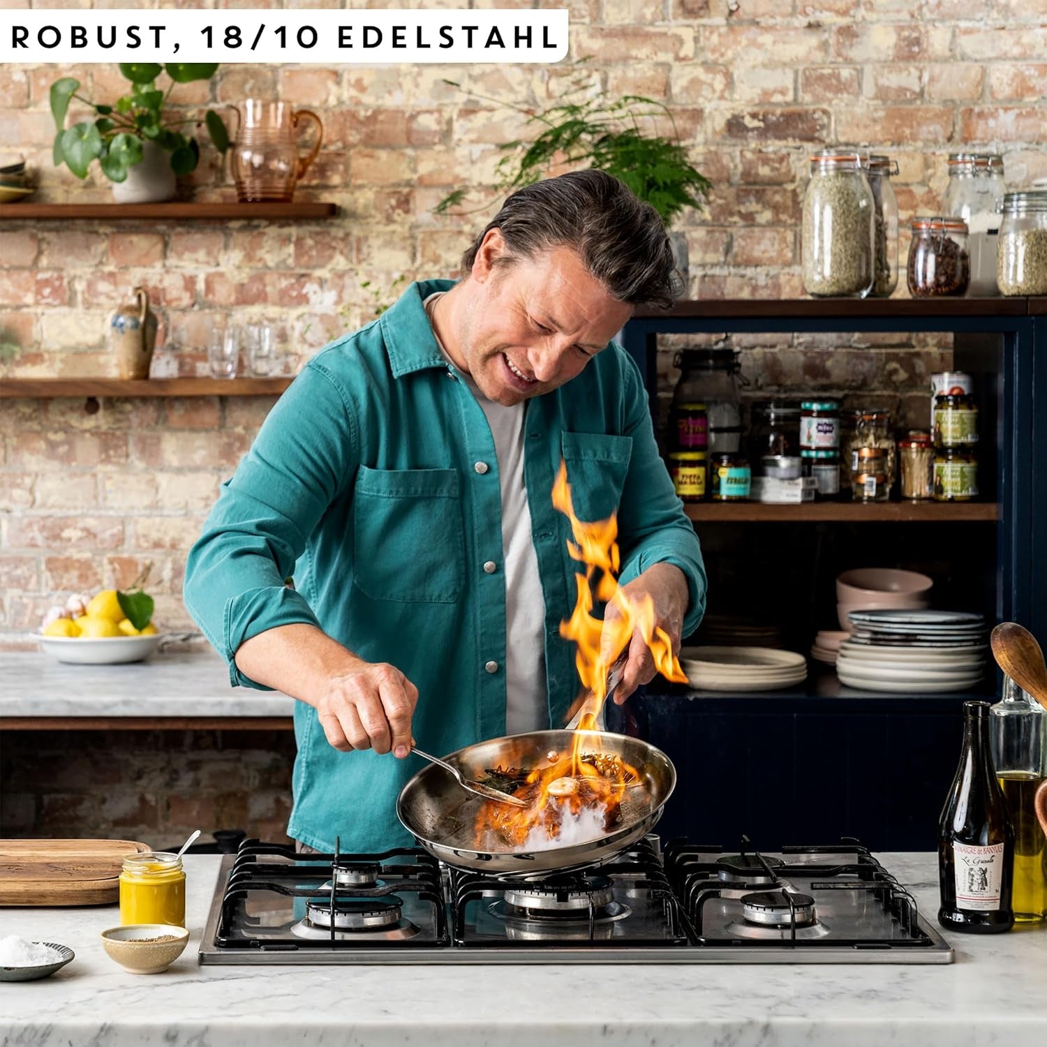 Sartén Jamie Oliver by Tefal Cook Smart 28Cm, Acero inoxidable sin revestimiento, Apta para inducción Ollas y sartenes Naty Shop