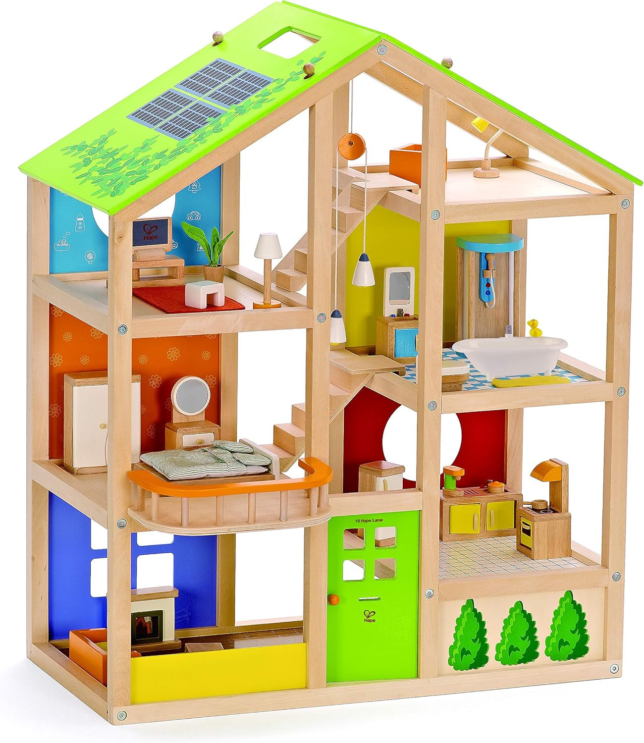 E3401 - Casa Cuatro Estaciones (Amueblada), Casa de Muñecas con Accesorios, de Madera y E3459 - Habitación Bebé