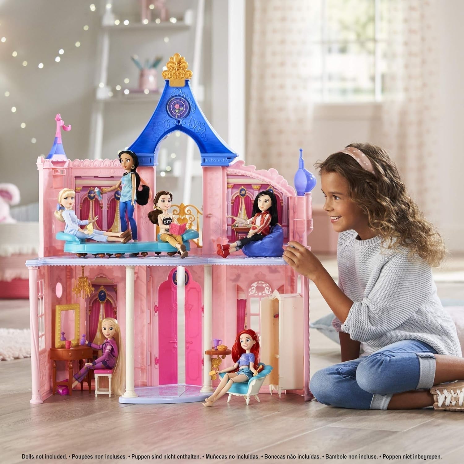 Casa de Muñecas Comfy Squad Castillo de Princesas Disney con 6 Muebles y 16 Accesorios Juguete para Niñas de 5 Años Casas de Muñecas Naty Shop