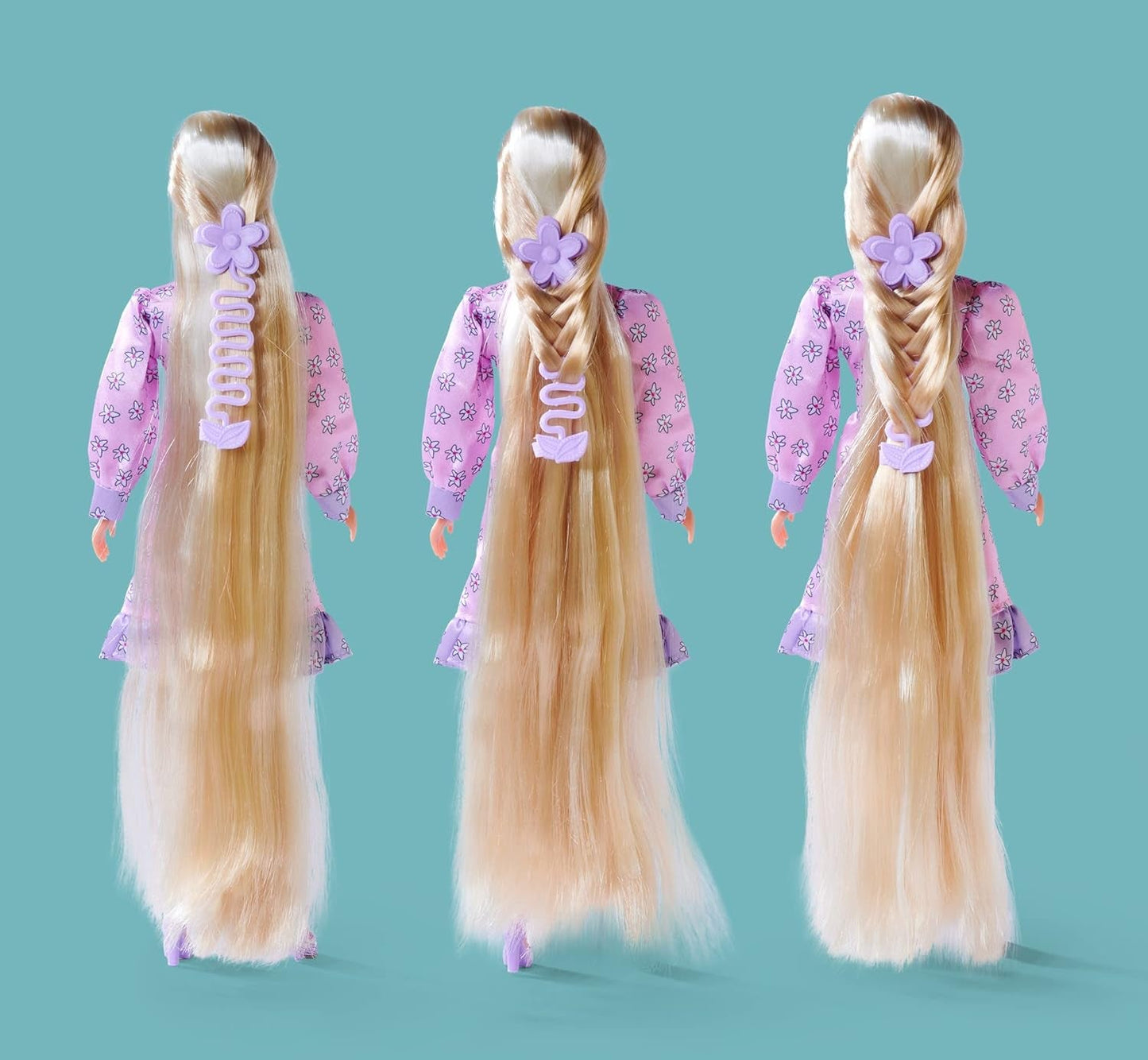 Simba 105733640 - Steffi Love Flower Hair, muñeca con pelo extra largo, incluye 6 clips, accesorio para trenza y peine, 29 cm, a partir de 3 años