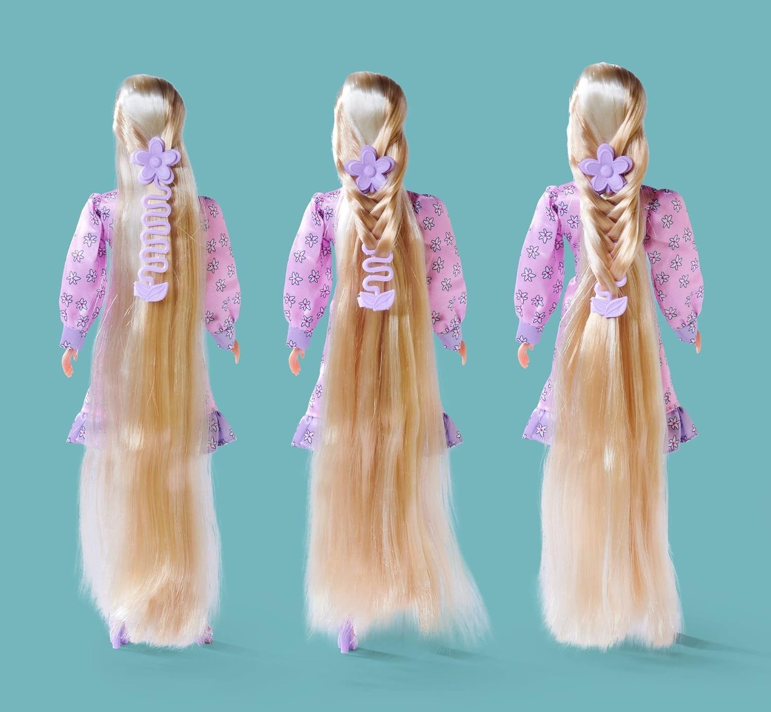 Simba 105733640 - Steffi Love Flower Hair, muñeca con pelo extra largo, incluye 6 clips, accesorio para trenza y peine, 29 cm, a partir de 3 años