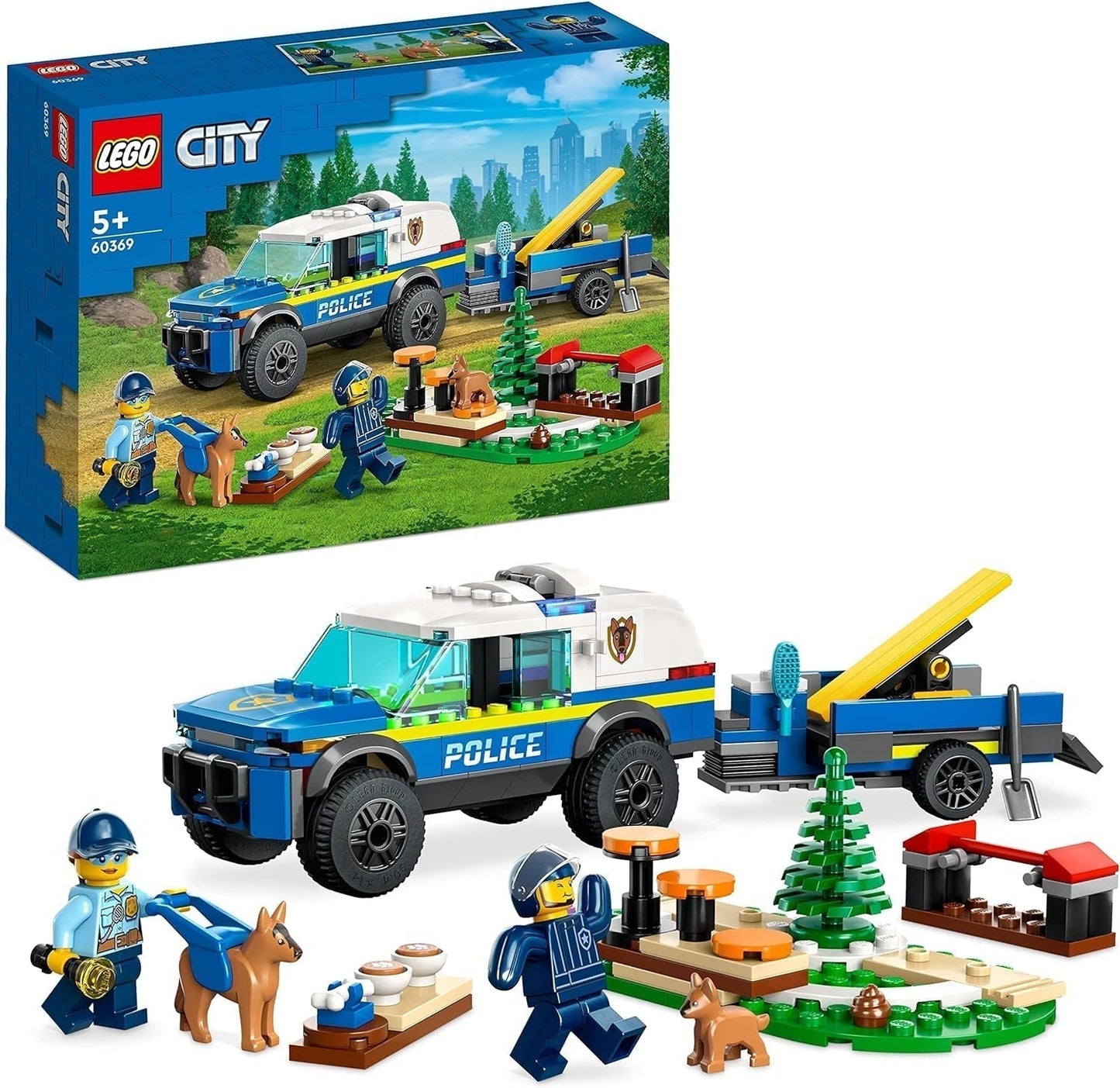 LEGO 60369 City Juguete de Adiestramiento de Perro Policía Móvil Coche de Policía con Remolque Figuras de Perro y Cachorro Set de Animales para Niños a Partir de 5 Años Juegos de Construcción Besuche den LEGO-Store Single