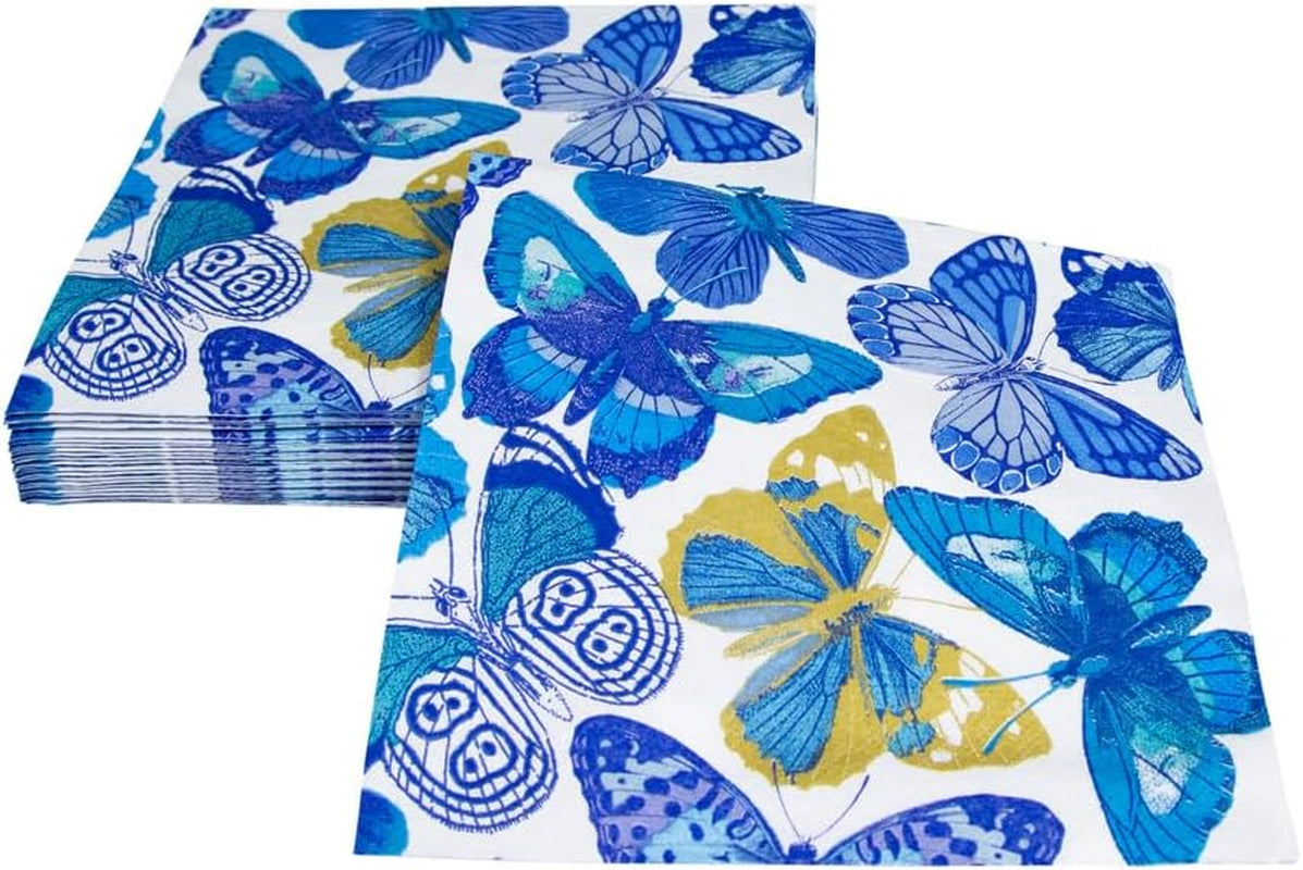 Servilletas de mariposas, azules, paquete de 20 unidades