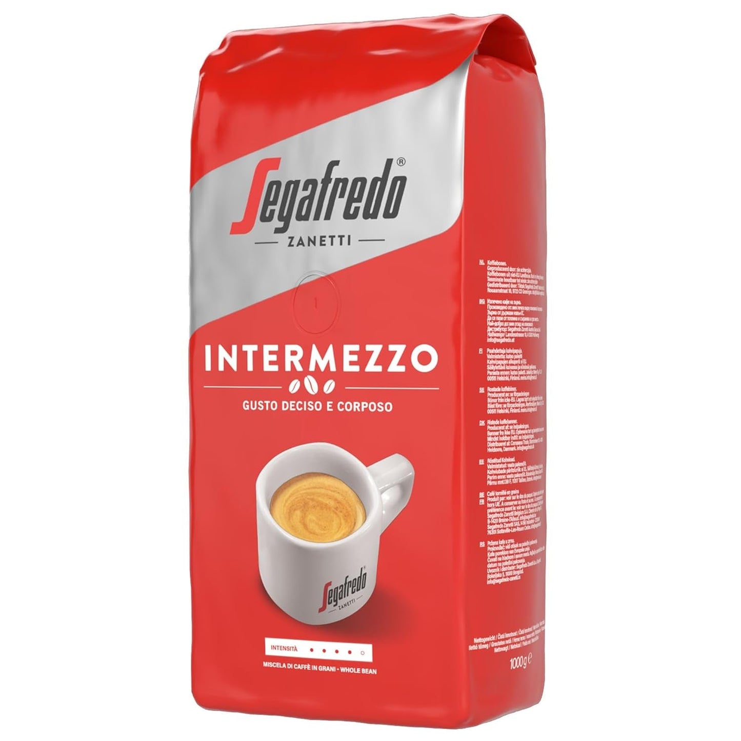 Segafredo Zanetti Intermezzo - Frijoles enteros (paquete de 1 kg) - Geeignet für alle italienschen Kaffeespezialitäten - Kaffeebohnen mit mitteller Röstung, stark und vollmundig im Gesmack
