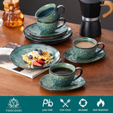 Vancasso Servicio de café de gres STARRY Juego de café de 12 piezas para 4 personas Incluye tazas de café y platillos Aspecto vintage