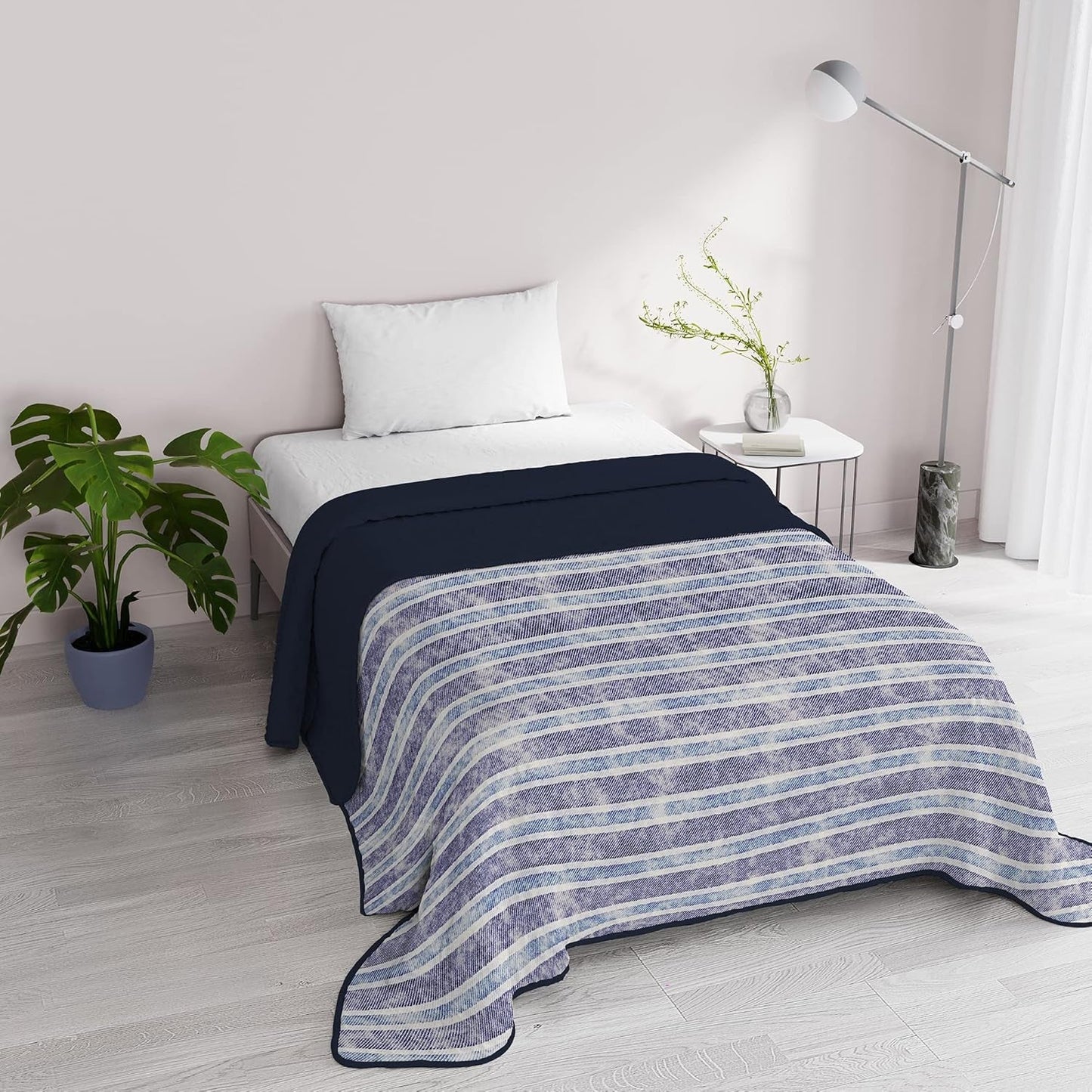 Fantasy Ropa de Cama Italiana Microfibra Verano 1,5 Camas Murrine Edredones y Edredones Naty Shop Jeans Rayas 1 Posto E Mezzo