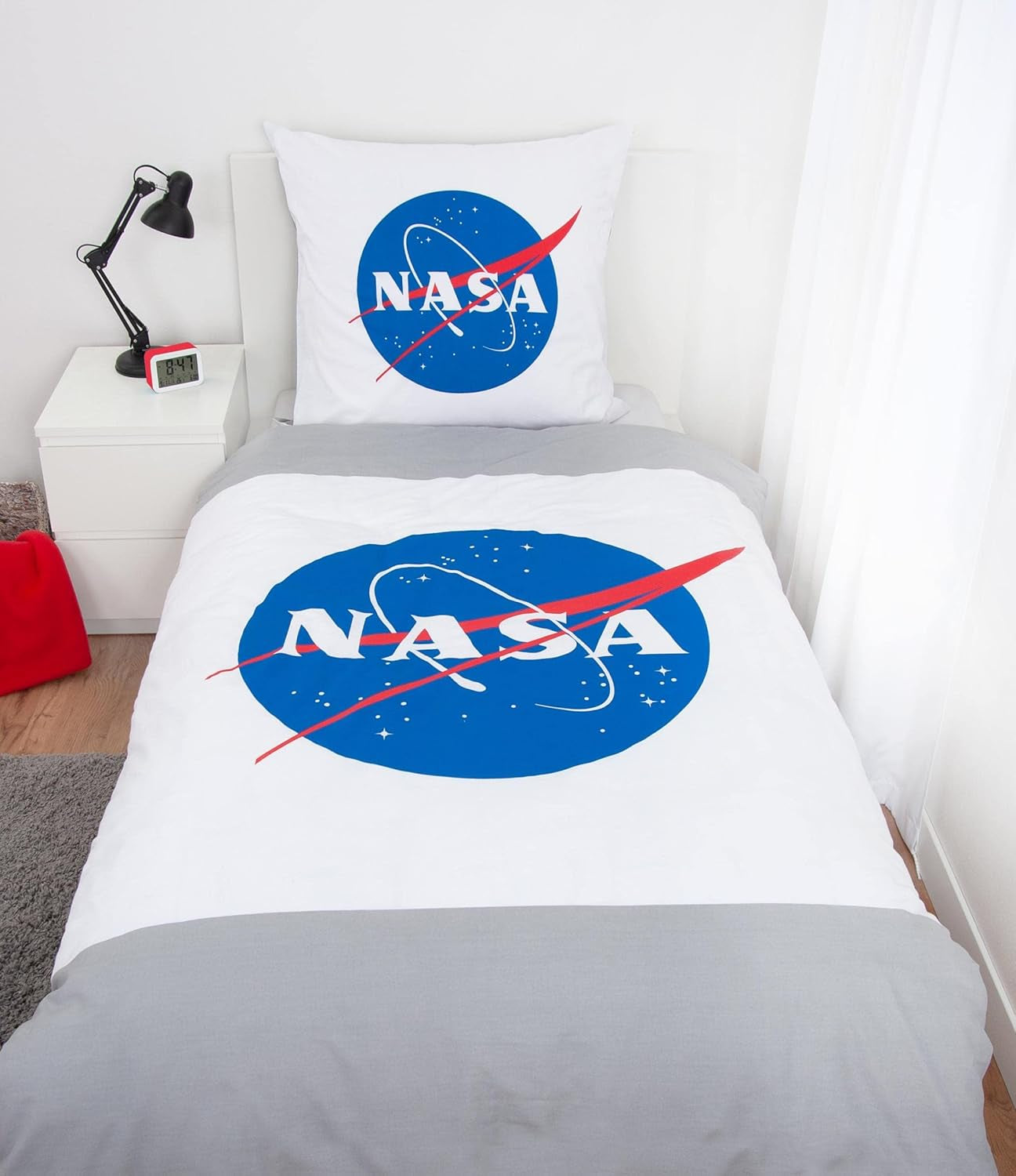Juego de cama NASA, algodón/reforzado, gris/blanco Ropa de cama - infantil Naty Shop