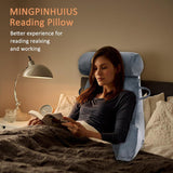 Almohada de lectura XL para cama y sofá con rollo para el cuello desmontable, almohada de espalda ideal para adultos con espuma viscoelástica para leer cómodamente, trabajar, jugar, mirar televisión, relajarse (gris)