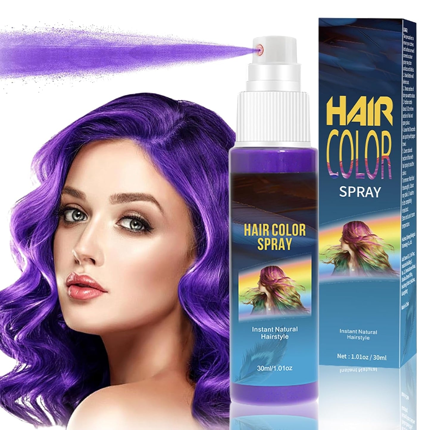 Color de laca para el cabello - 30 ml Spray de color de cabello temporal verde, tinte para el cabello natural Spray de color de cabello temporal, tinte de cabello lavable para fiesta Cosplay Halloween (verde) Naty Shop Tinte para el cabello violeta
