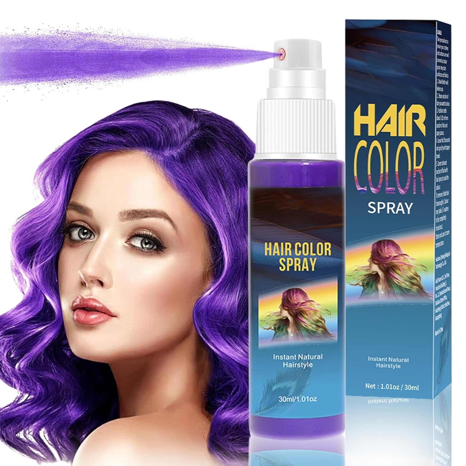 Color de laca para el cabello - 30 ml Spray de color de cabello temporal verde, tinte para el cabello natural Spray de color de cabello temporal, tinte de cabello lavable para fiesta Cosplay Halloween (verde) Naty Shop Tinte para el cabello violeta