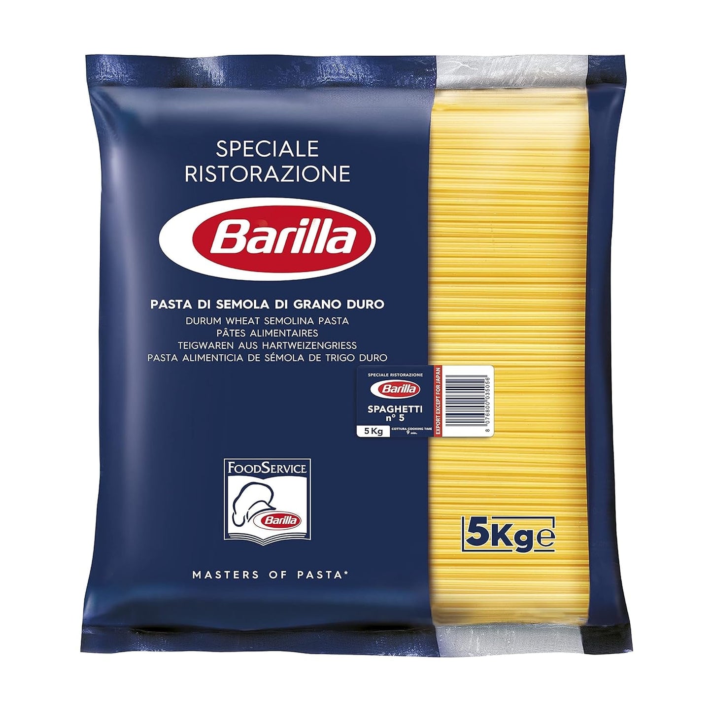 Barilla Pasta Klassische Spaghetti n.5 aus Hartweizen immer al dente de alta calidad, (1 x 500 g), insípido
