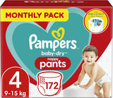 Pampers (versión antigua), bragas, talla 4, 9 kg-15 kg, paquete de tres (1 x 88 pañales)