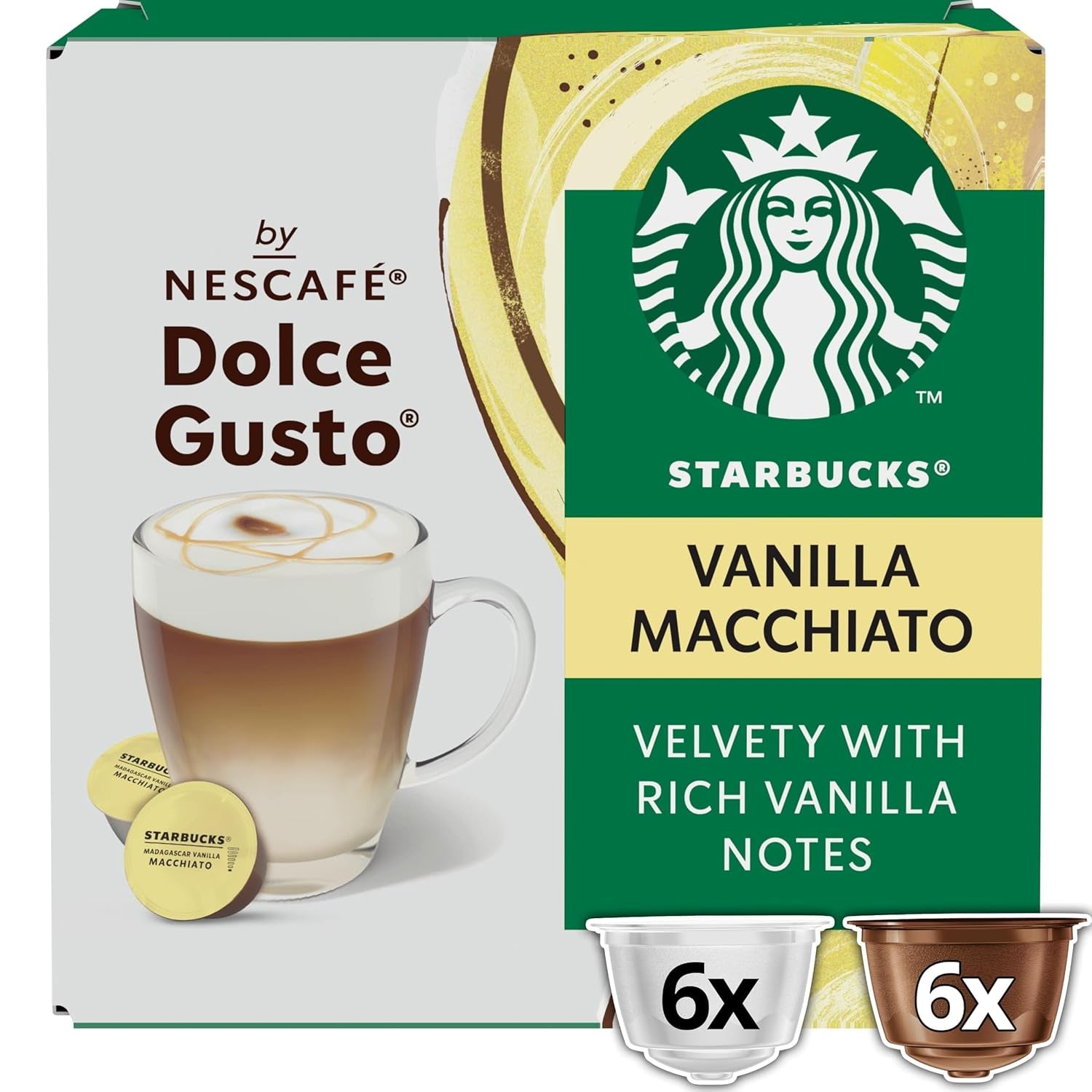 STARBUCKS Vanilla Macchiato de Nescafé Dolce Gusto Kaffeekapseln 6 x 12 (72 Kapseln)