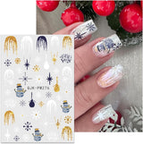 JMEOWIO Nagelsticker Weihnachten 10 Blatt Nail Art Sticker Selbstklebend Nagelaufkleber Glitter Schneeflocke Navidad Invierno Urlaub Oro Decoración Nageldesign Zubehör