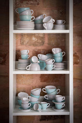 Creatable 34042 Vintage Nature Aqua Series Juego de vajilla de 8 piezas para 4 tazas de café de porcelana, apto para lavavajillas y microondas, fabricado en Europa