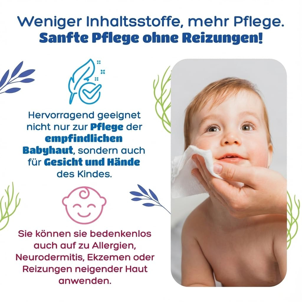 Toallitas húmedas Kindii Water Care - Toallitas Aqua Baby - 100% viscosa, 99,9% agua, extracto de pomelo, tamaño bufanda 150x200, 100% biodegradables, sin plástico, toallitas limpiadoras para pieles sensibles