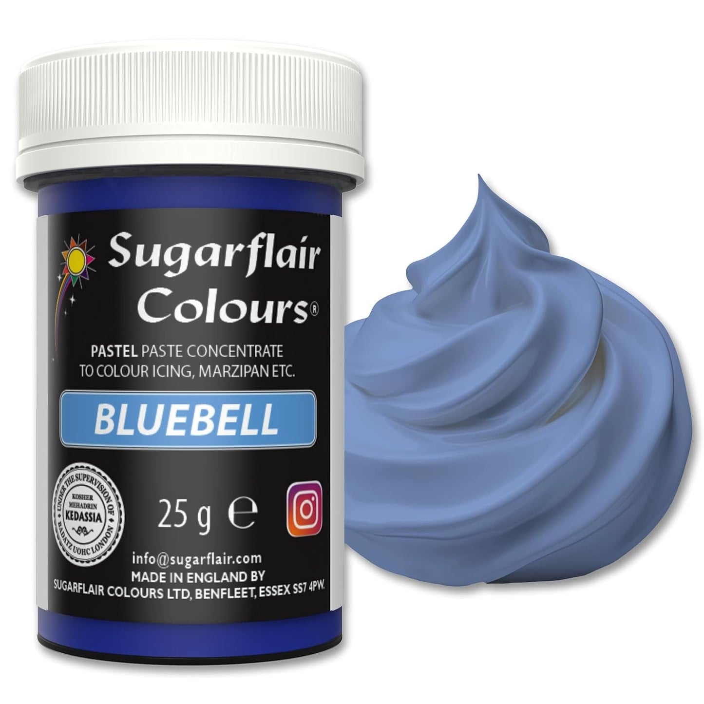 Sugarflair Colorante alimentario pastel para pasta, Azul campana, Colorante alimentario para pasta, fondant y mazapán, Colores concentrados espectrales - 25 g