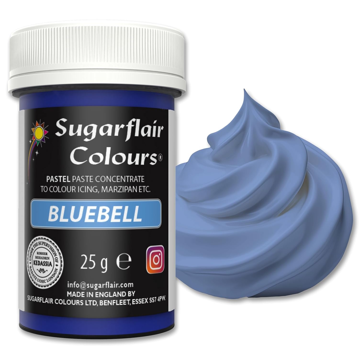 Sugarflair Colorante alimentario pastel para pasta, Azul campana, Colorante alimentario para pasta, fondant y mazapán, Colores concentrados espectrales - 25 g