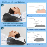 IDEA Almohada para el dolor de cuello, almohada ortopédica de espuma viscoelástica, almohada ergonómica para el cuello para un soporte óptimo, almohada antironquidos para dormir de lado, boca arriba y abdomen, almohadas ortopédicas cervicales Naty Shop