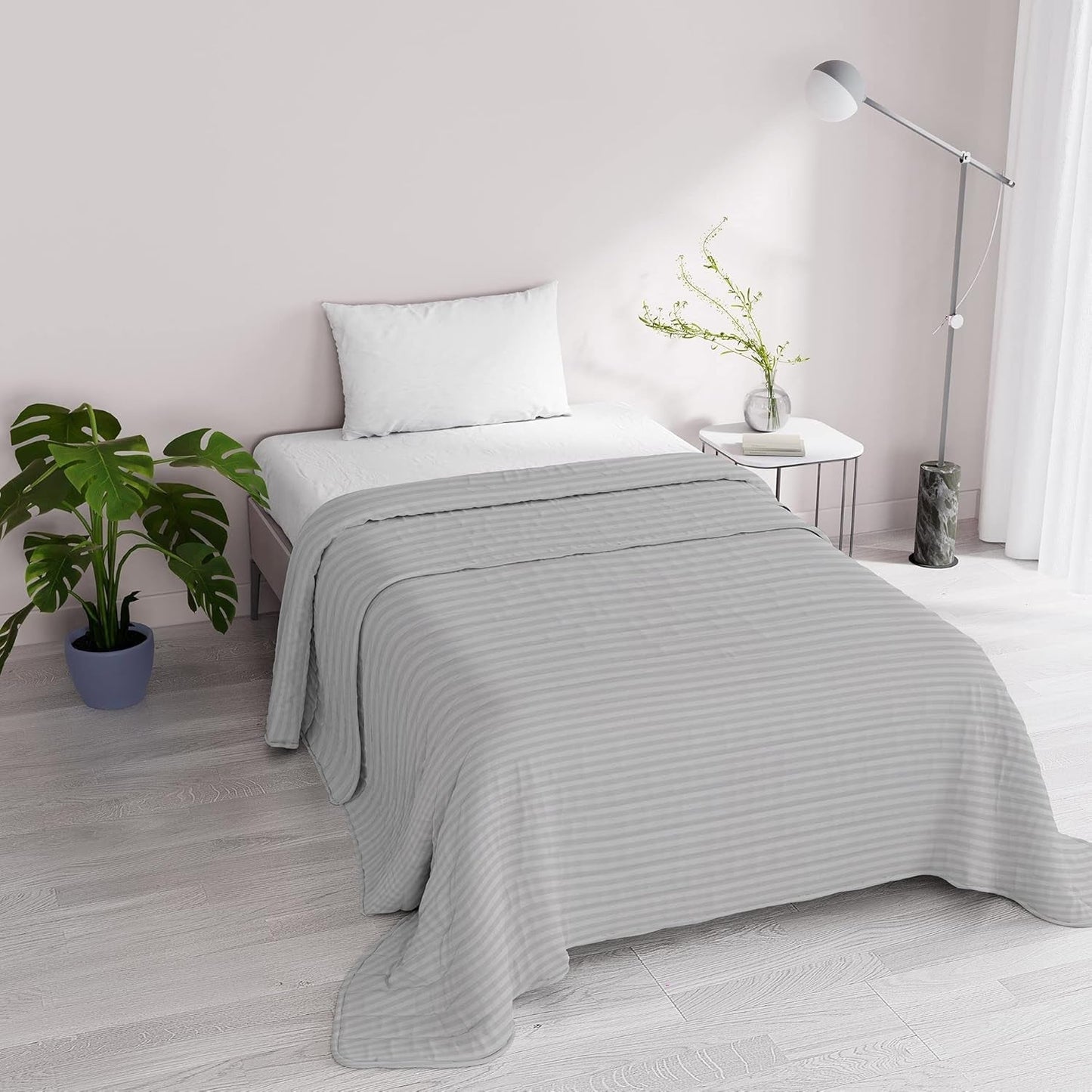 Colcha de verano Satin Stripes, poliéster, crema, 260X250 Cm Edredones y edredones Naty Shop Gris claro 170X250 Cm
