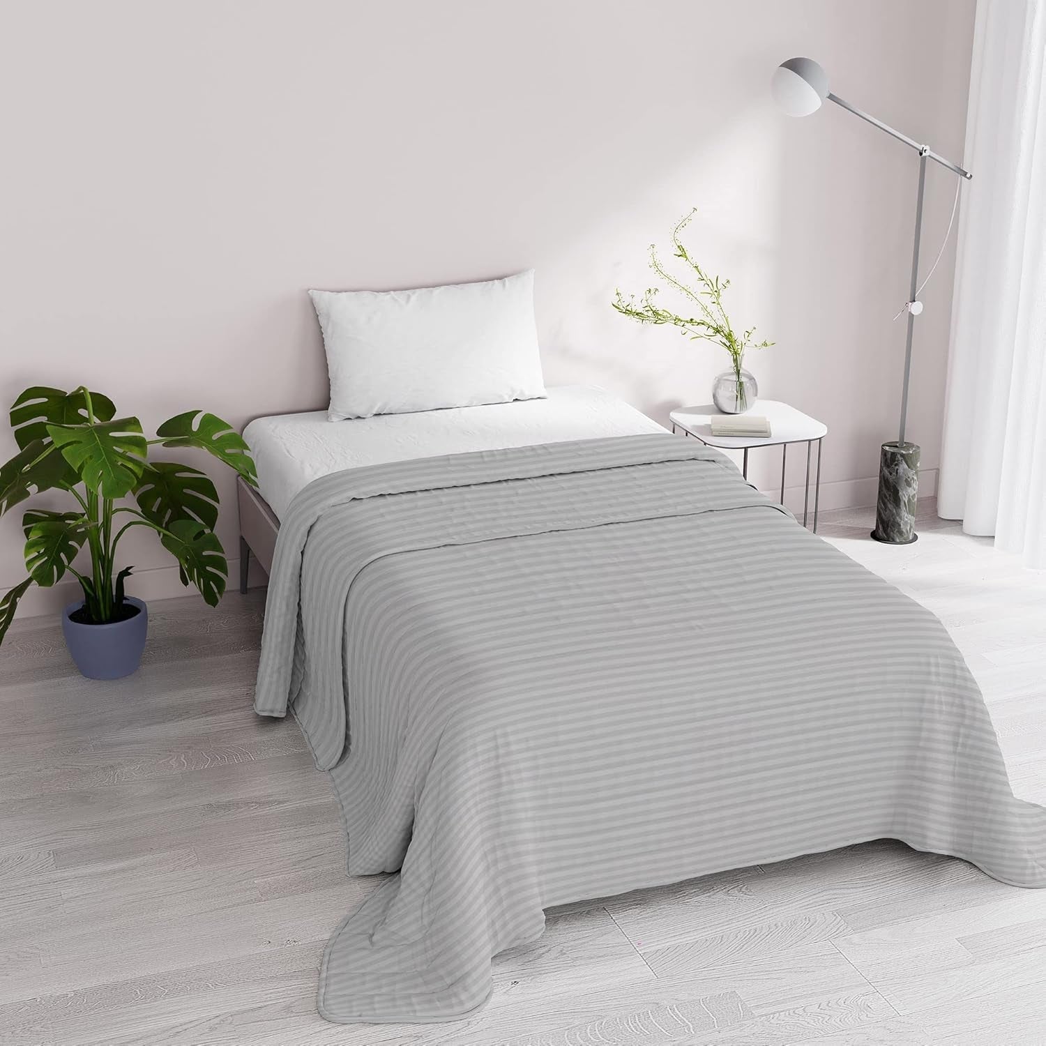 Colcha de verano Satin Stripes, poliéster, crema, 260X250 Cm Edredones y edredones Naty Shop Gris claro 170X250 Cm