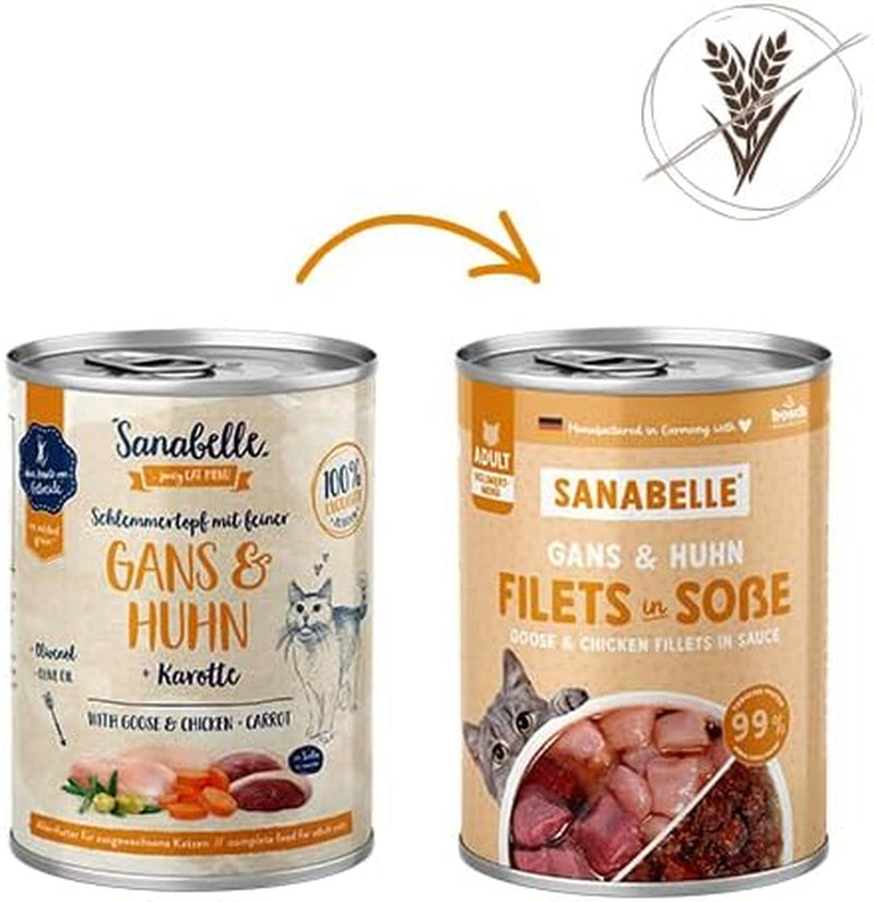 Sanabelle Gourmet Comida Húmeda en Olla con Ganso y Pollo | 6 x 380 g | 2,28 kilos