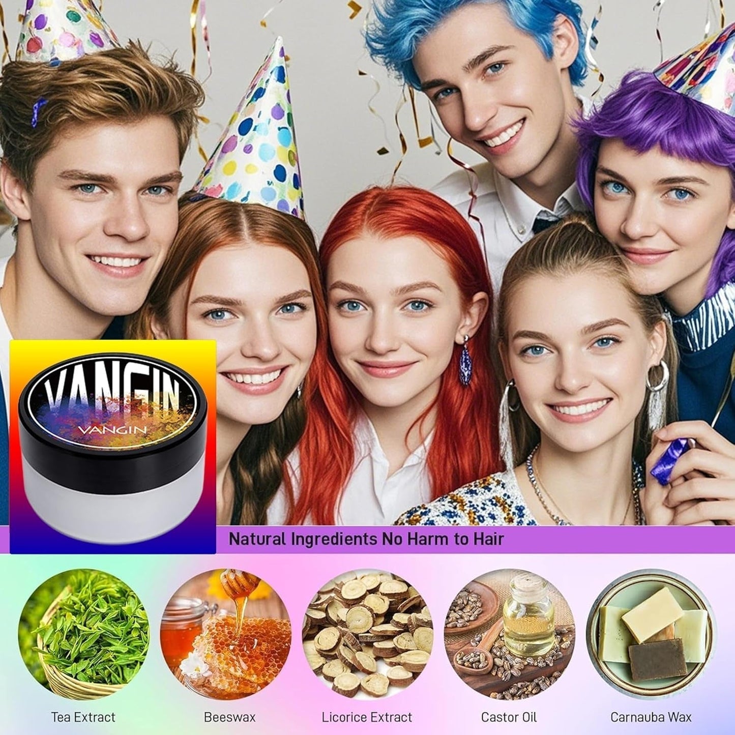 Tinte Capilar Temporal Verde, Tono de Cabello para Peinar para Hombres Mujeres, Pomada Capilar Natural, Cera para Tinte Capilar para Fiesta, Cosplay y Halloween, Navidad, Tinte Capilar Temporal en Crema (100g, Verde) Naty Shop Tinte Capilar
