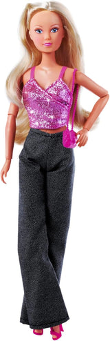 Simba Steffi Love Jeans y purpurina a juego de 2 maneras UN artículo incluido Top con purpurina con jeans y accesorios de moda Para muñecas de 29 cm Muñeca no incluida Edades 3+