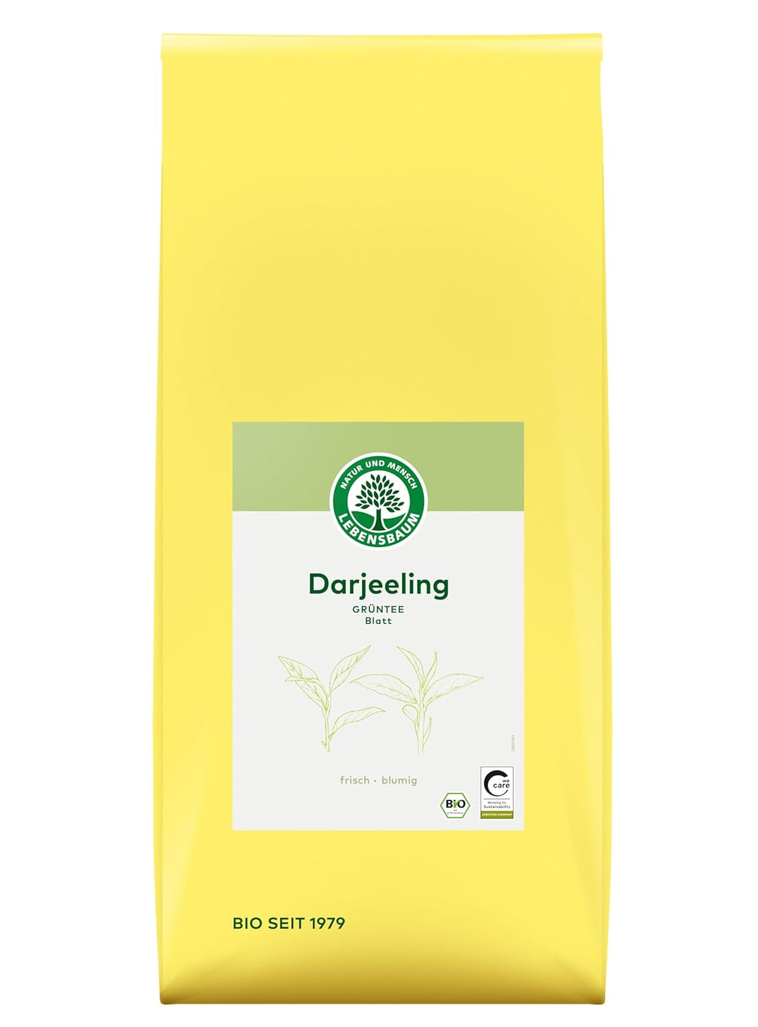 Lebensbaum Darjeeling Té verde de hoja entera, té orgánico, té verde con sabor a flor fresca, color verde claro, 1000 g