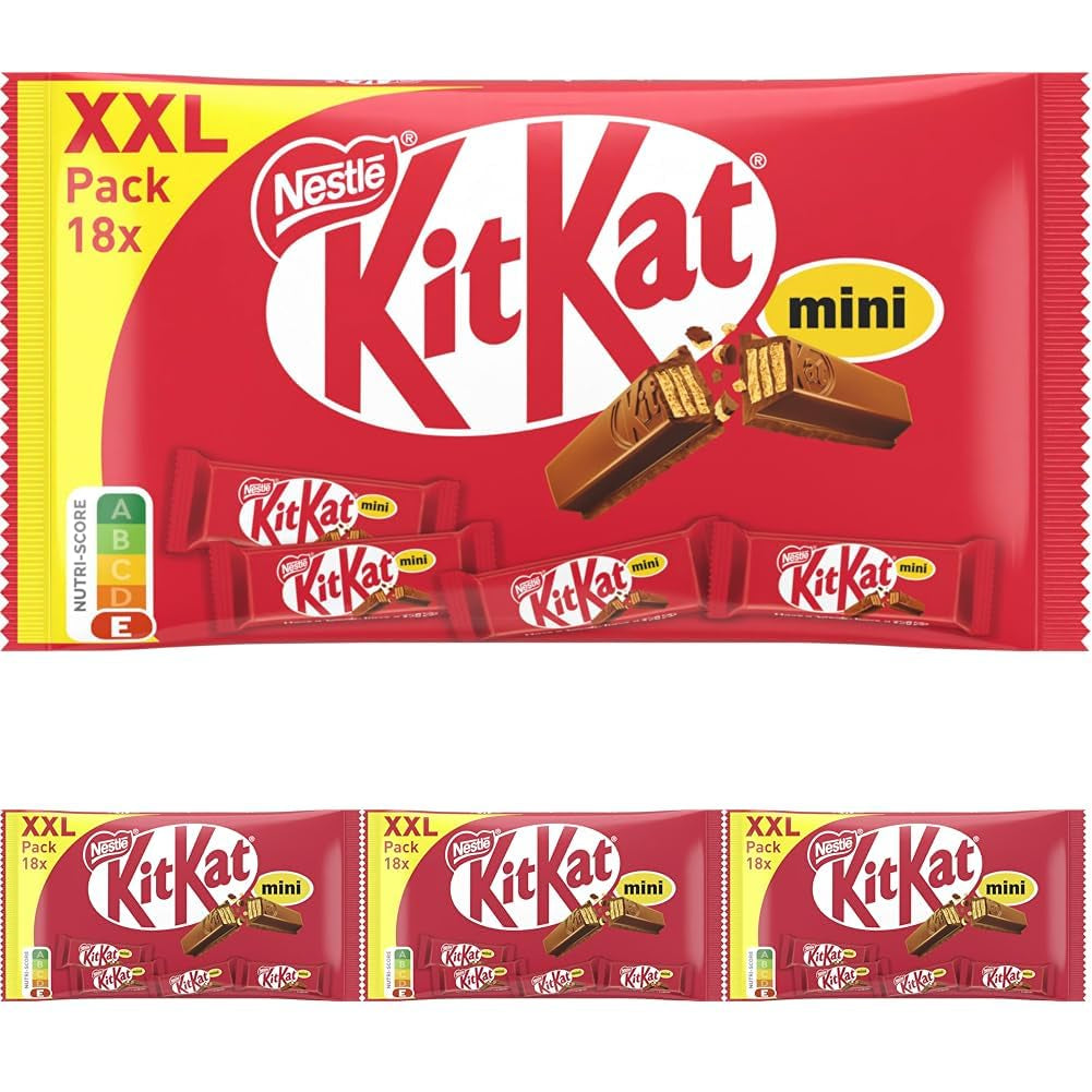 Nestlé Mini XXL Barras de chocolate Barras de oblea crujientes de chocolate con leche, paquete de 4 (1 x 301 g)