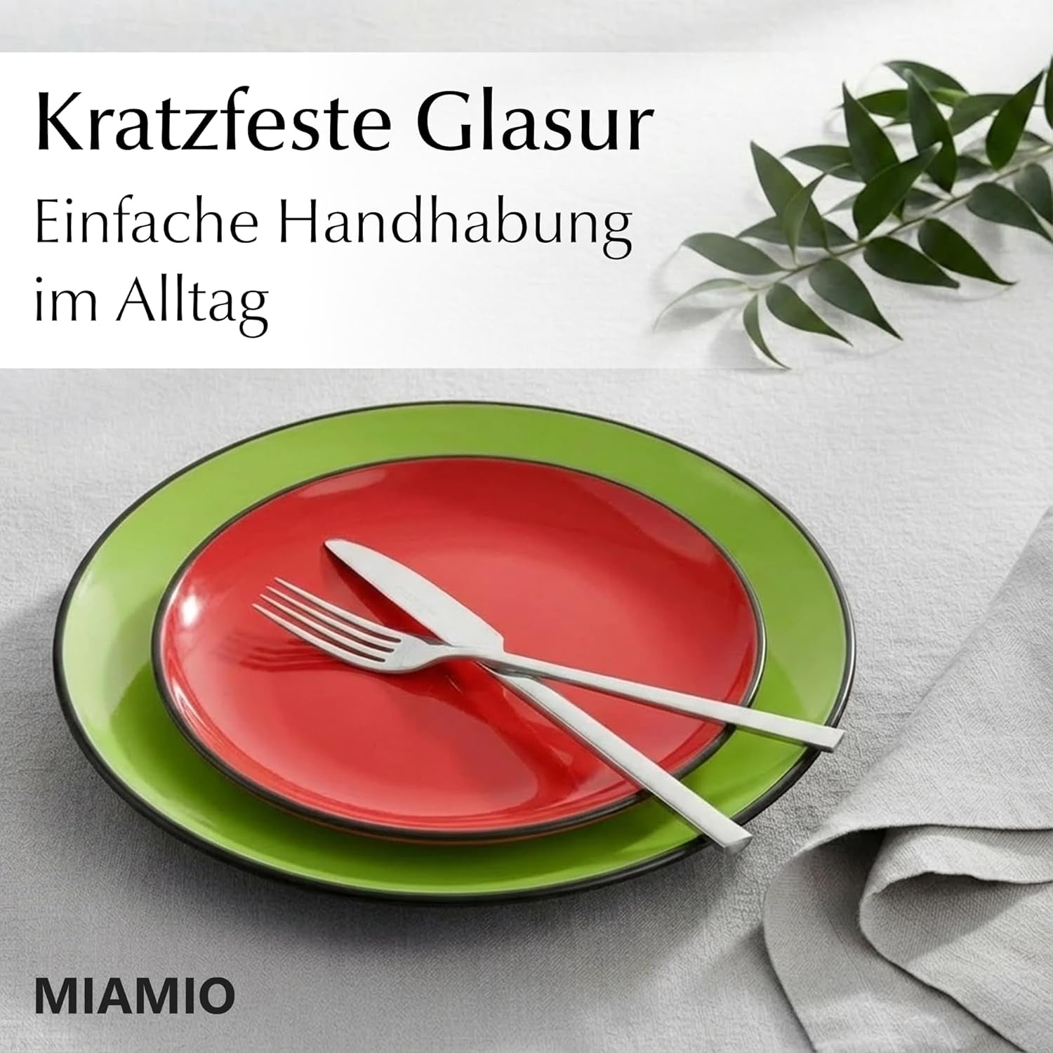 MIAMIO - Juego de 6 platos/platos llanos de cerámica de gres - Colección Le Papillon (coloridos, platos pequeños (6x))