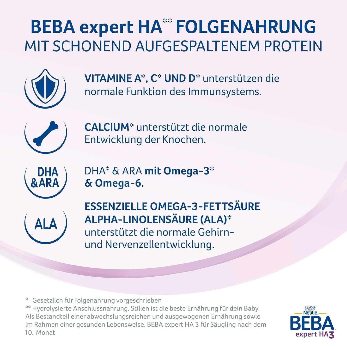 BEBA Expert HA 2 Leche de continuación a partir de los 6 meses, papilla con proteínas hidrolizadas, solo lactosa, sin aceite de palma, pack de 6 (6 x 550 g) Naty Shop