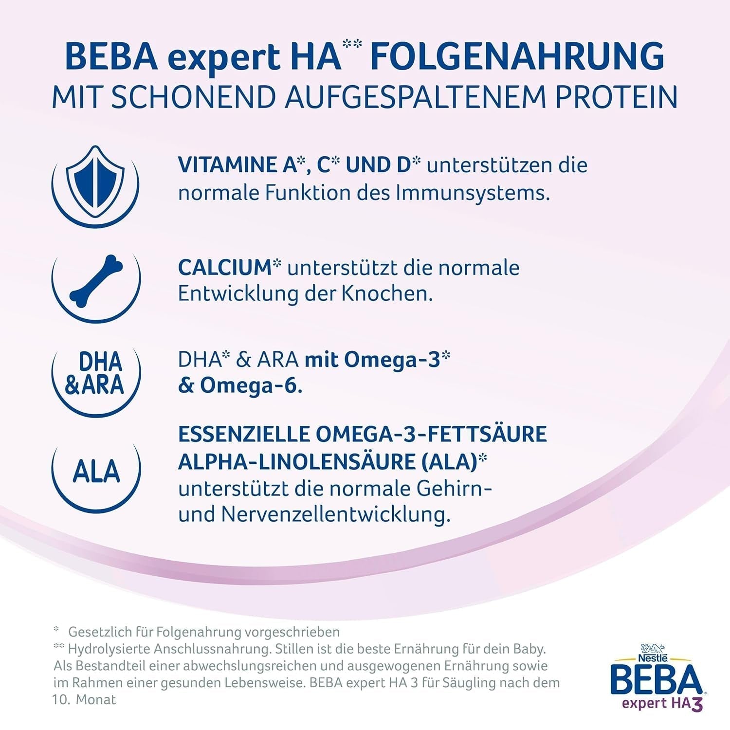 BEBA Expert HA 2 Leche de continuación a partir de los 6 meses, papilla con proteínas hidrolizadas, solo lactosa, sin aceite de palma, pack de 6 (6 x 550 g) Naty Shop