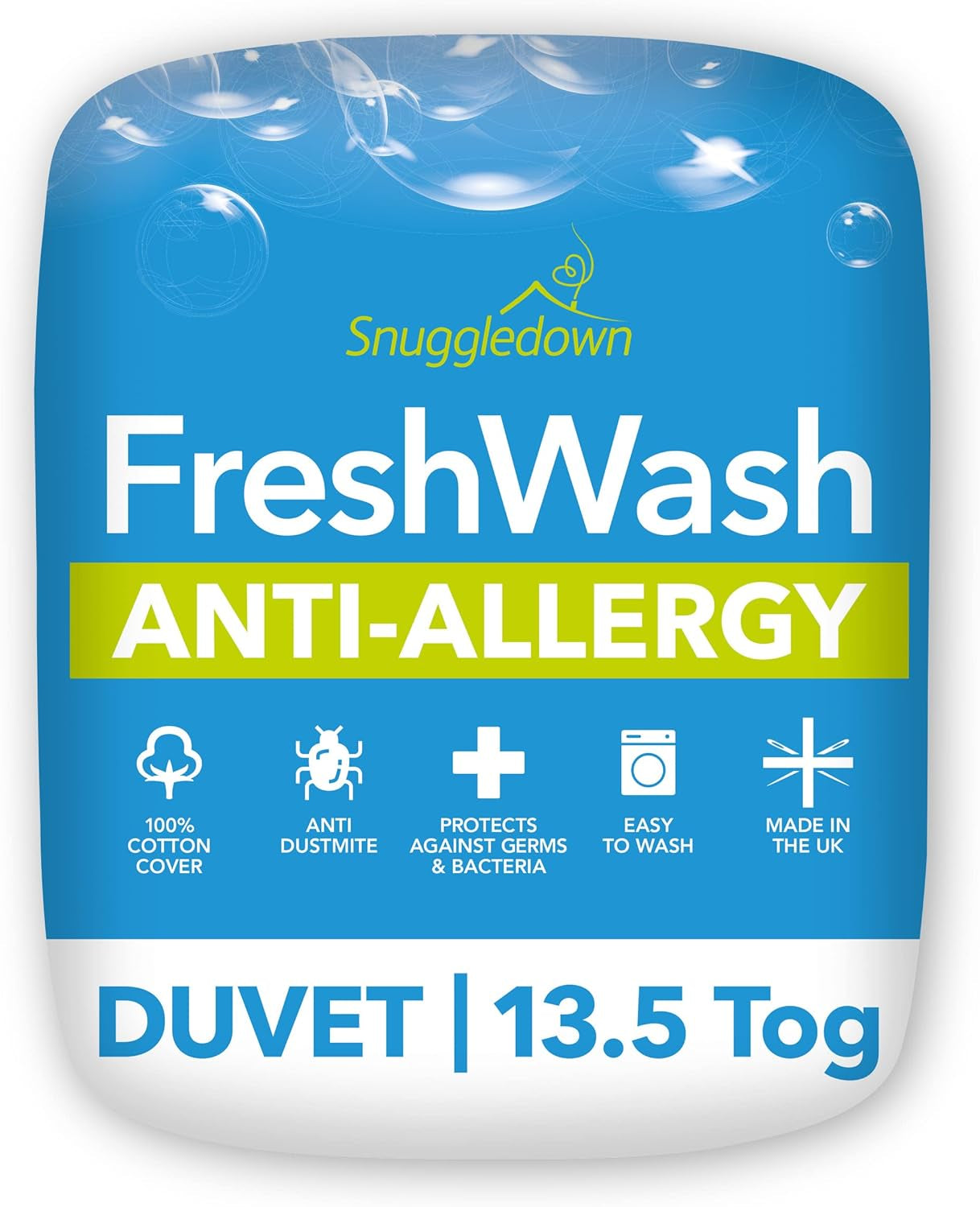 Edredón antialérgico Snuggledown Freshwash, 13,5 Tog Winter Warm, algodón, blanco, cama individual Edredones y colchas Naty Shop 10 X 225 X 220 cm 13,5 Tog