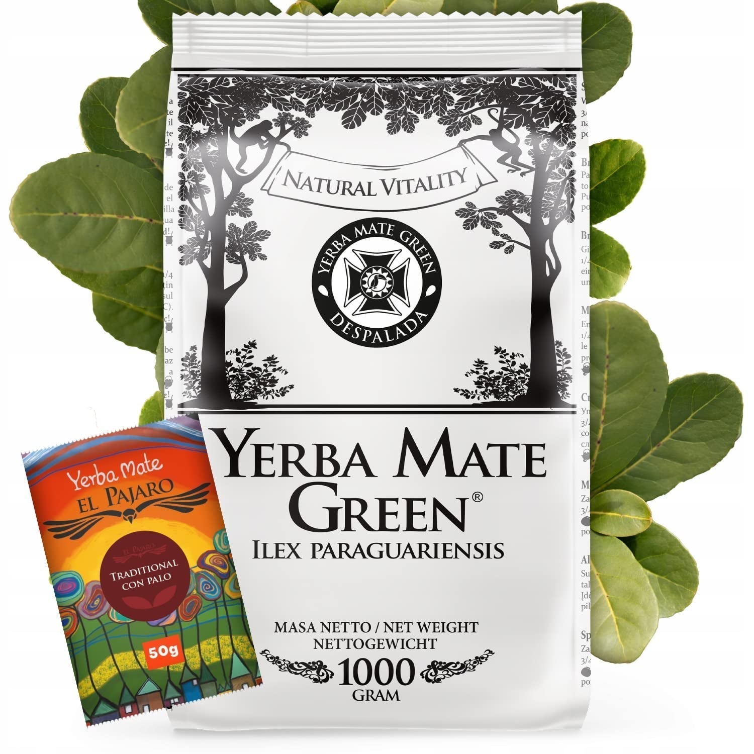 Yerba Brasil Despalada 1 kg ● Mate secado al aire a partir de hojas de yerba ● Mate paraguayo natural 50 g ● Sabor a mate natural ● Yerba mate sin aditivos ● Mate a granel
