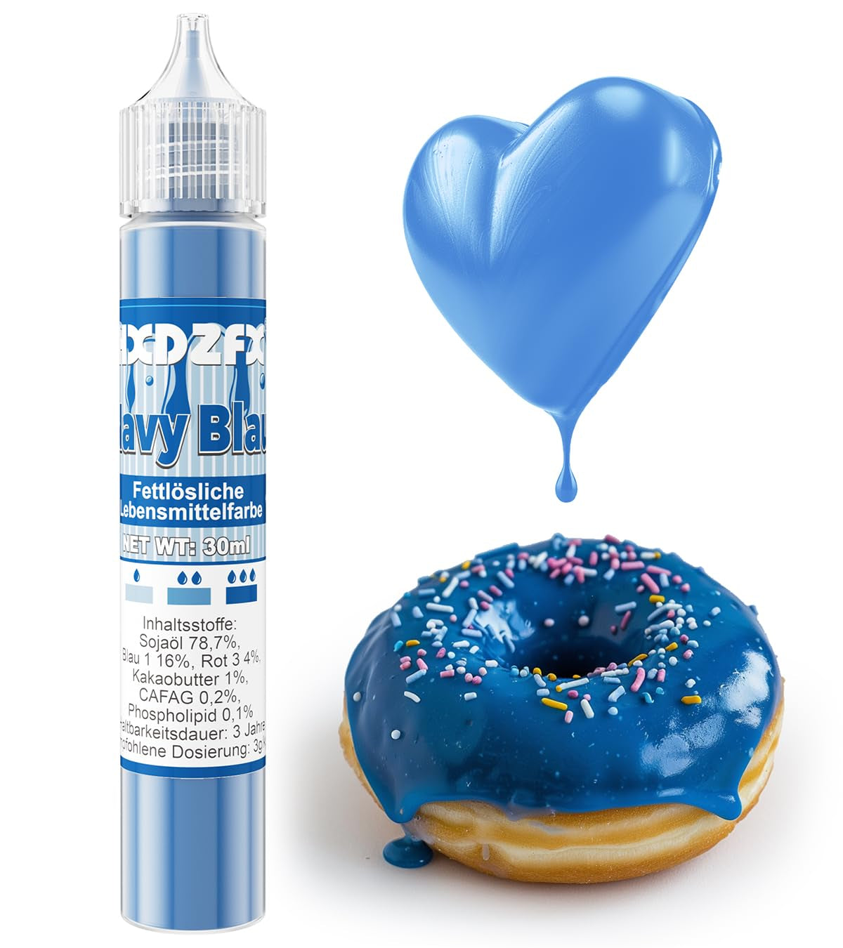 Colorante alimentario soluble en grasa - Colorante alimentario concentrado a base de aceite de 30 ml para colorante alimentario de chocolate para decoración de pasteles, fondant, crema de mantequilla, horneado, manualidades (azul marino)