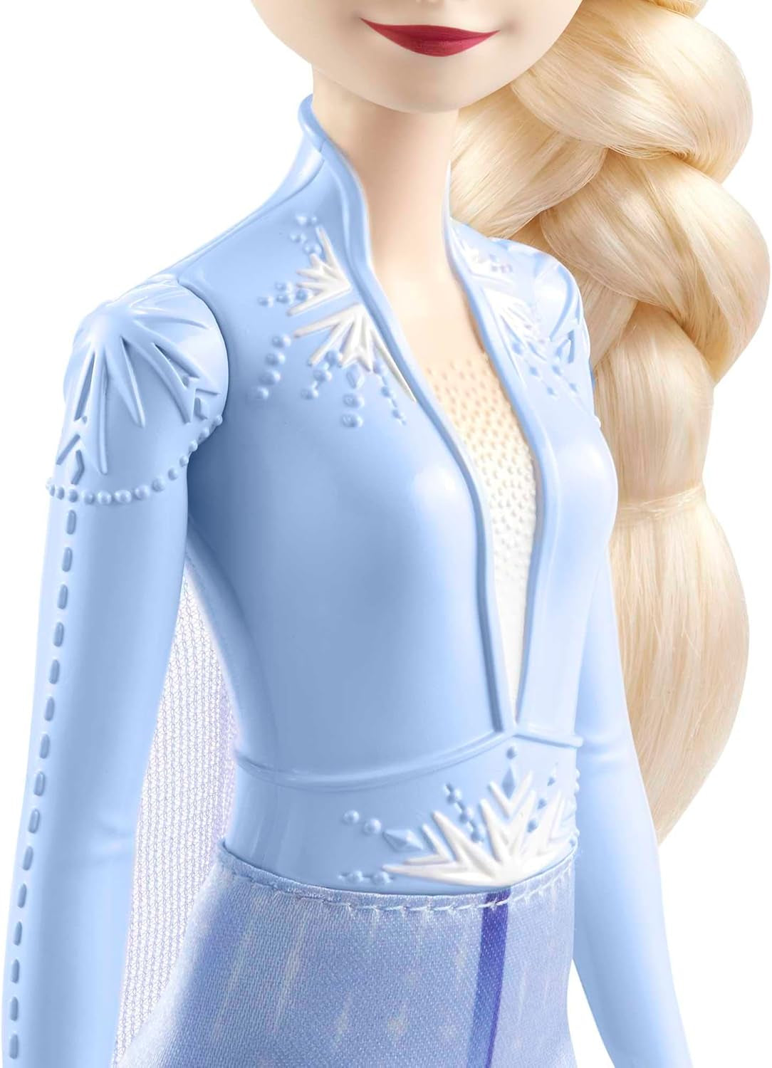 Mattel Muñeca Princesas Disney Elsa, Muñeca Reina de Hielo con Traje de Viaje, Pelo Rubio Peinado, Móvil, Falda Extensible y Botas, Regalos Disney, Juguetes 3 Años, HLW48 Muñecas Naty Shop