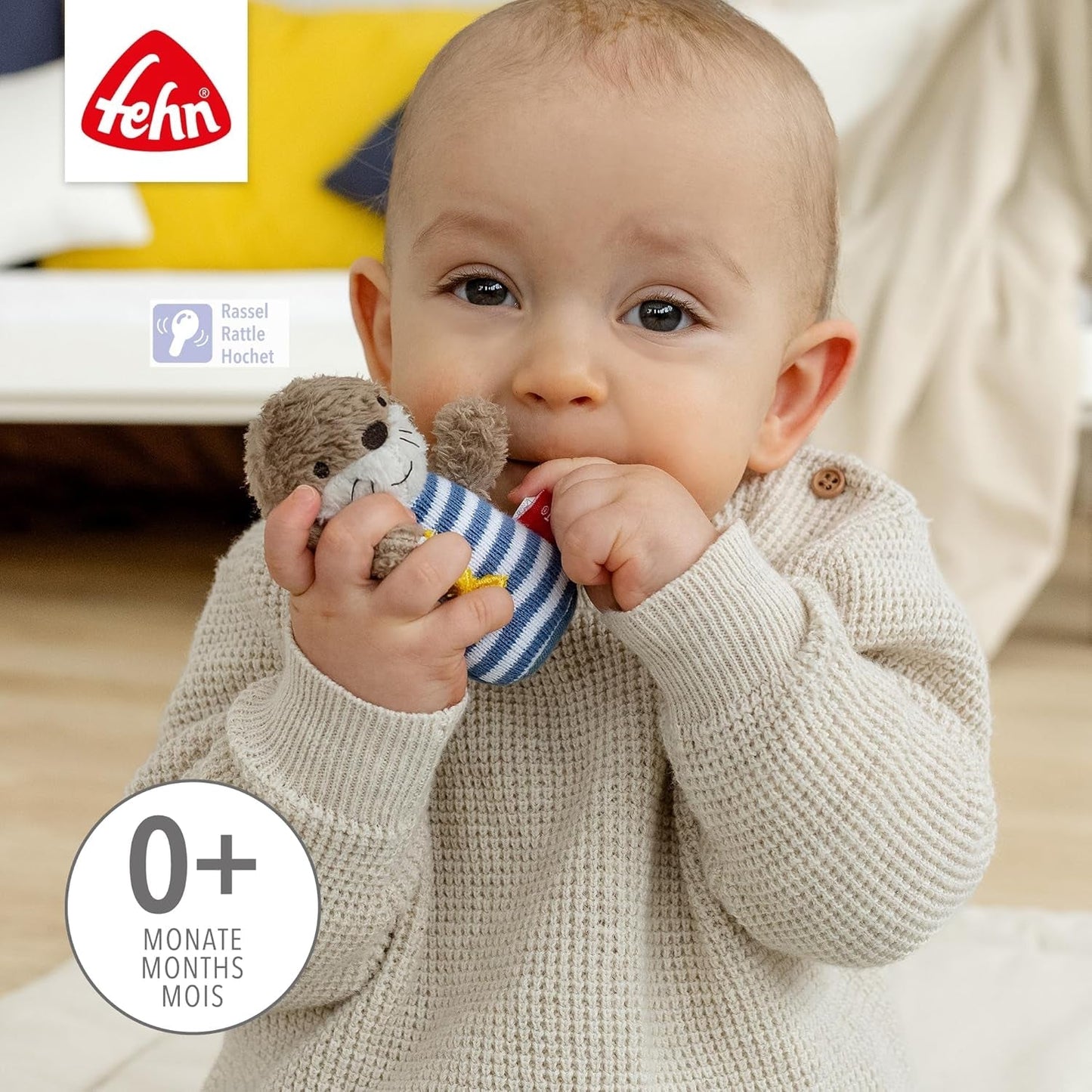Fehn mini sonajero nutria - mini juguete de agarre para hacer sonar, tocar y jugar con un animal de tela suave y tierno - un fiel compañero para bebés y niños pequeños a partir de 0 meses Baby Toys Naty Shop