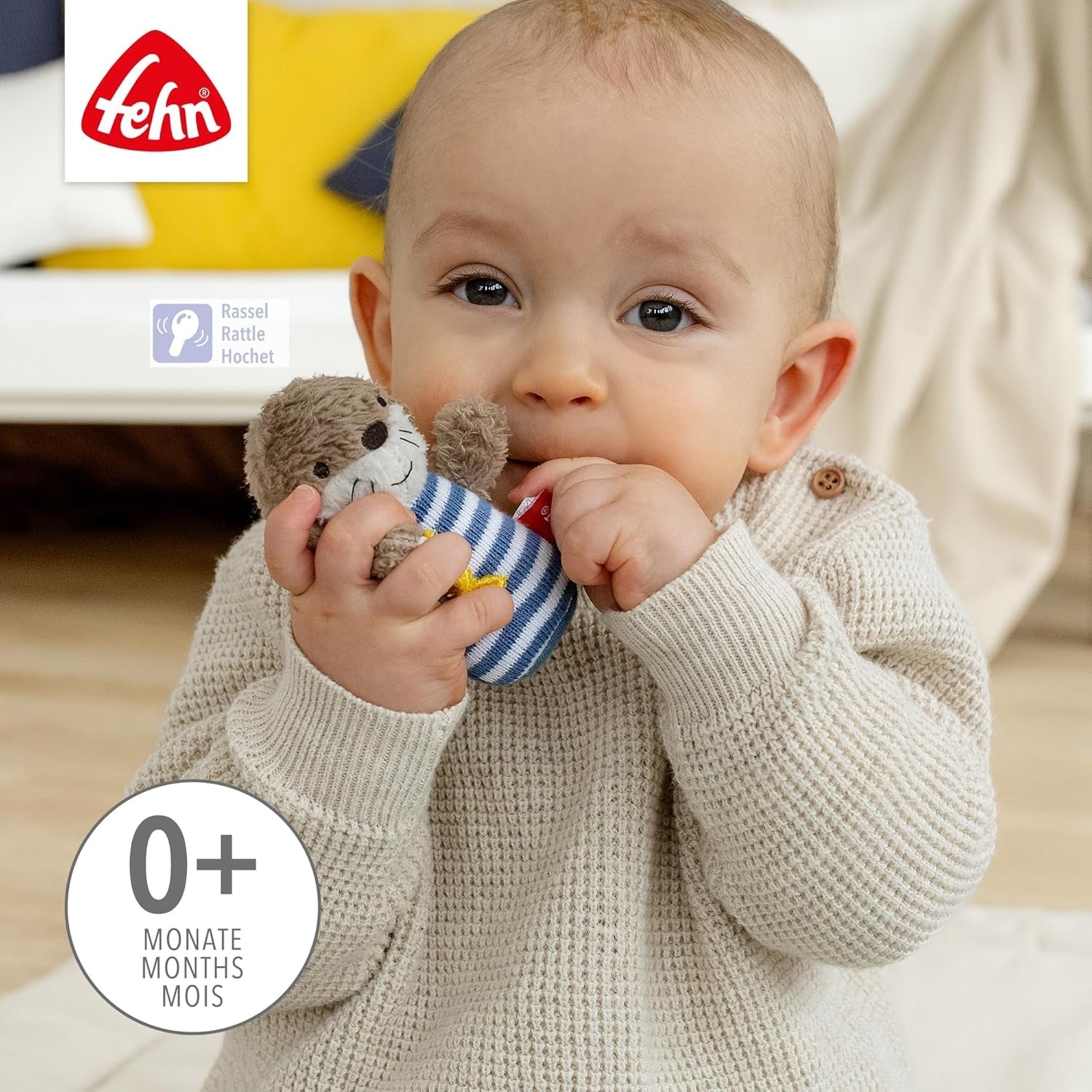 Fehn mini sonajero nutria - mini juguete de agarre para hacer sonar, tocar y jugar con un animal de tela suave y tierno - un fiel compañero para bebés y niños pequeños a partir de 0 meses Baby Toys Naty Shop