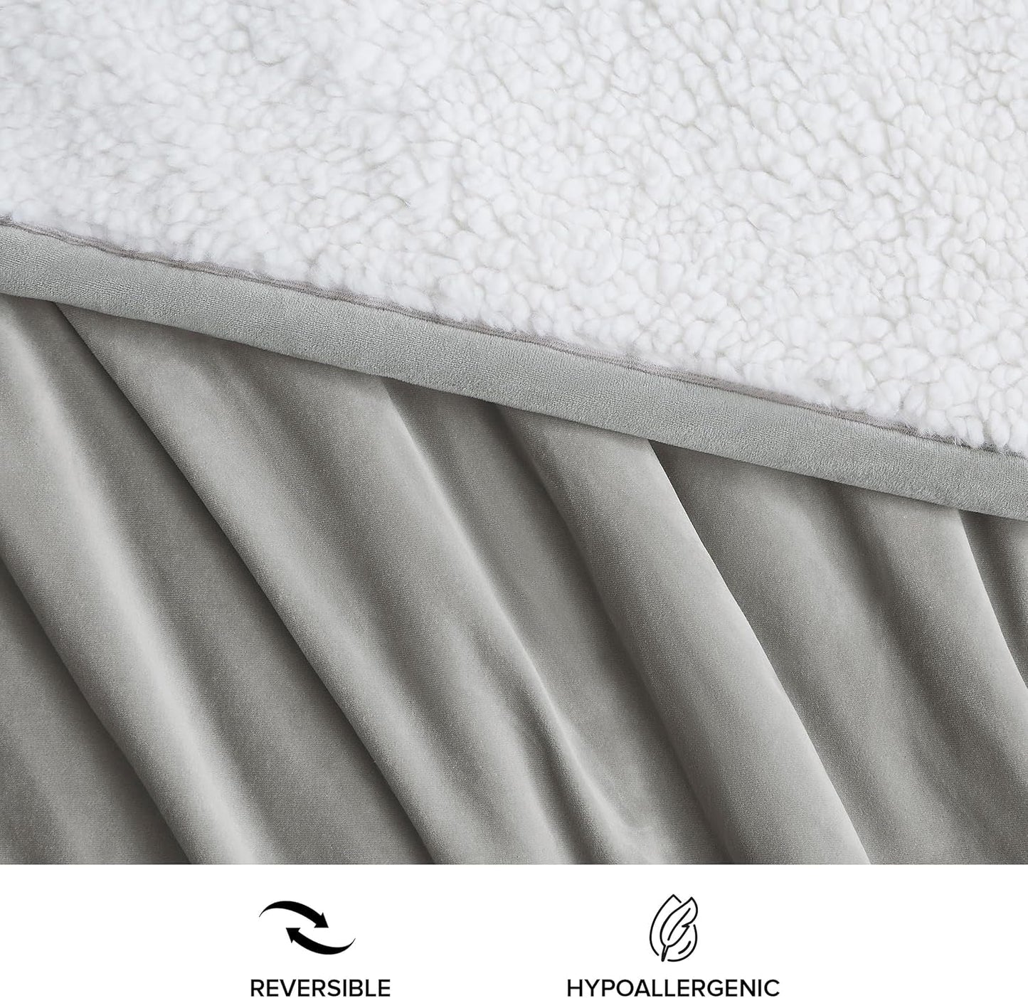 UGG 01465 Bliss Sherpa Throw Blanket Totalmente reversible para sofá o cama Lavable a máquina Cuidado fácil Suave felpa Mantas de lujo de gran tamaño 178 x 127 cm Seal Naty Shop Edredones y edredones